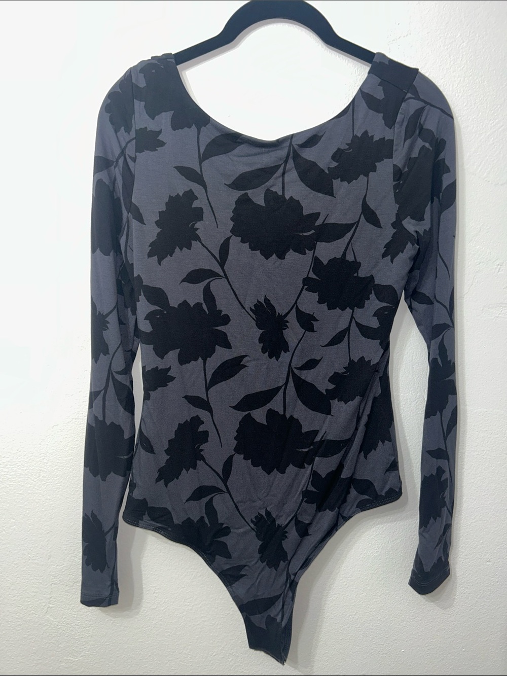 Z Supply Long-Sleeve Floral Bodysuit - Black & Gray